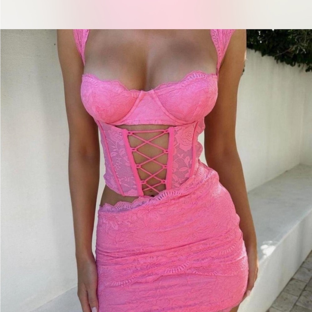 Pink Lace Corset Dress